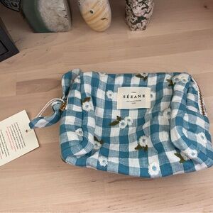 Sezane Gingham Makeup Pouch